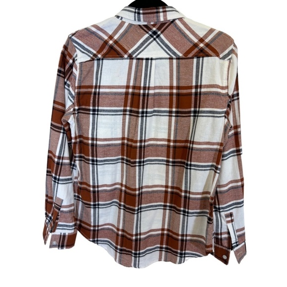 Weatherproof Vintage Women's Flannel Shirt Stretch Brown White Plaid Size M - Picture 3 of 4